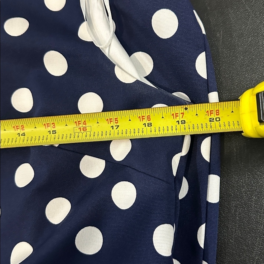 Madison Leigh women’s Navy Polka Dot with back zipper Midi Dress size 12 - Picture 7 of 9